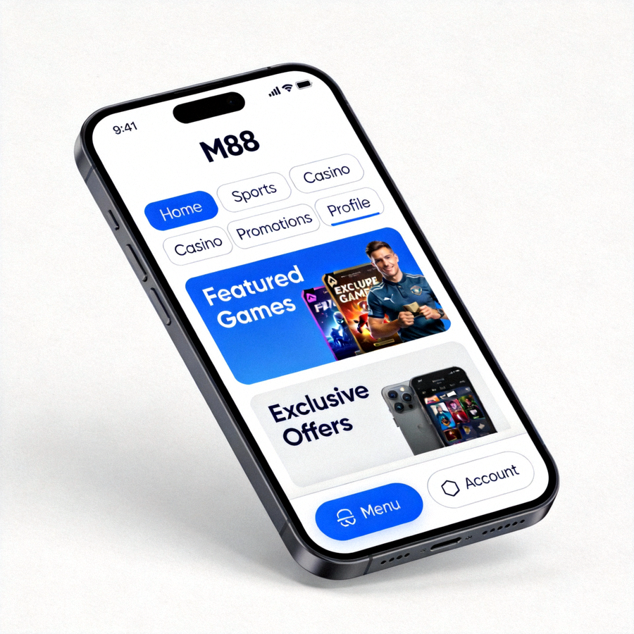 Tampilan mobile M88 yang responsif dan mudah dinavigasi di smartphone